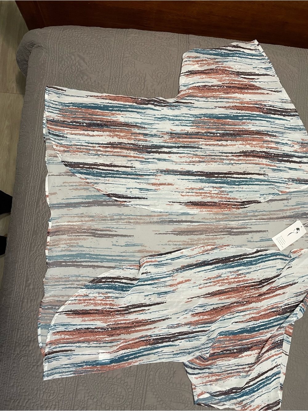 Striped Wide-Leg Women’s Pants in Blue & Rust by
